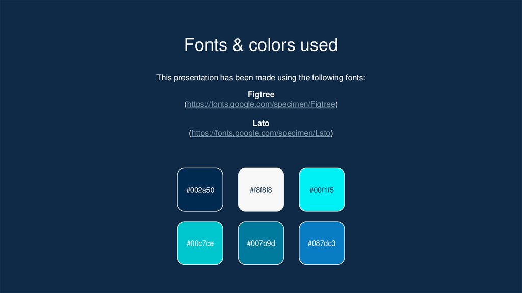Fonts & colors used