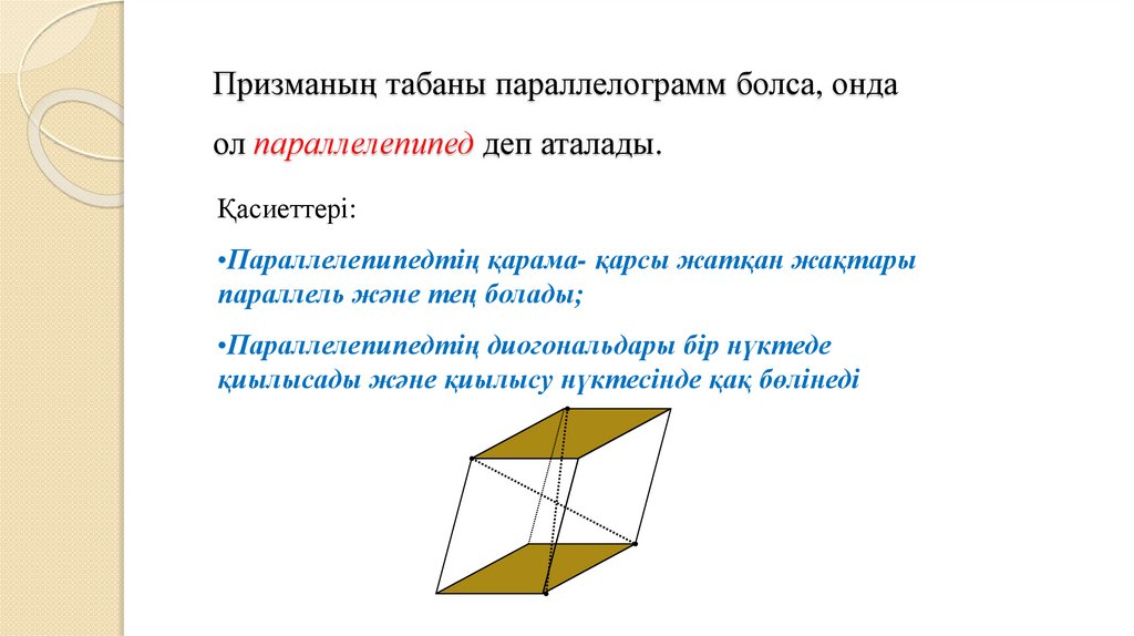 Призманың табаны параллелограмм болса, онда ол параллелепипед деп аталады.