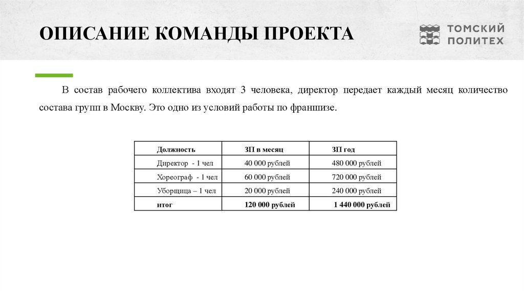 ОПИСАНИЕ КОМАНДЫ ПРОЕКТА