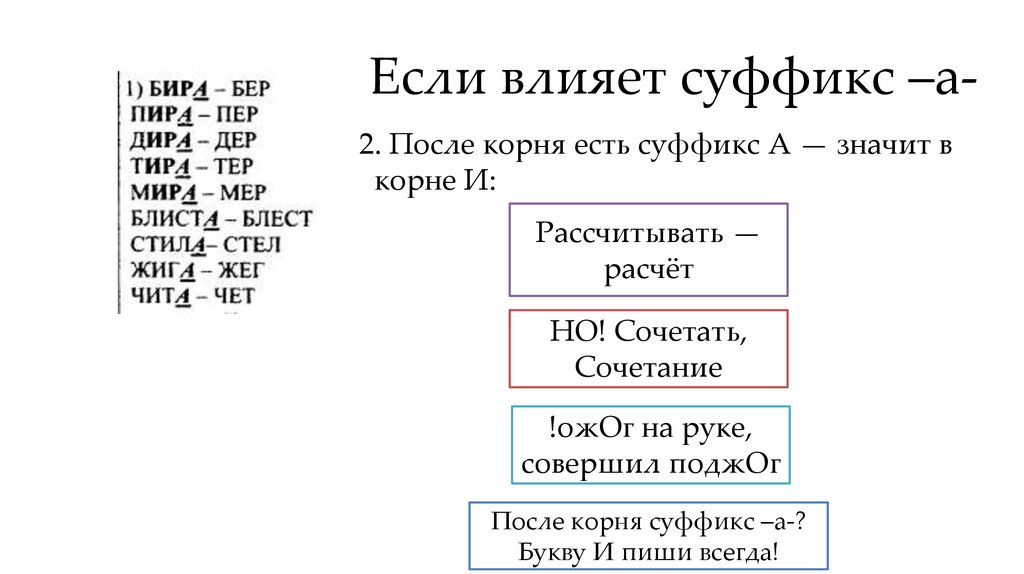 Если влияет суффикс –а-