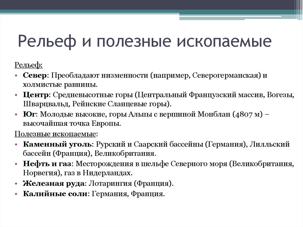 Рельеф и полезные ископаемые