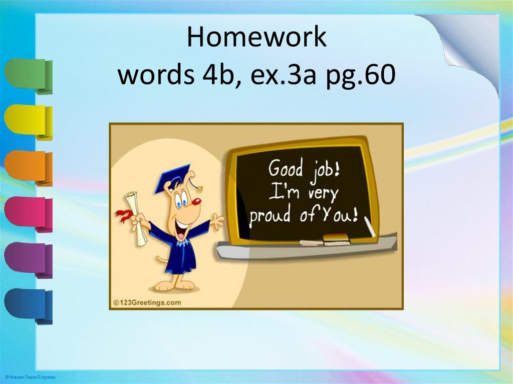 Homework words 4b, ex.3a pg.60
