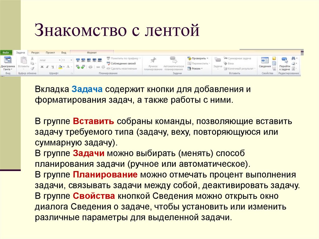 Знакомство с лентой