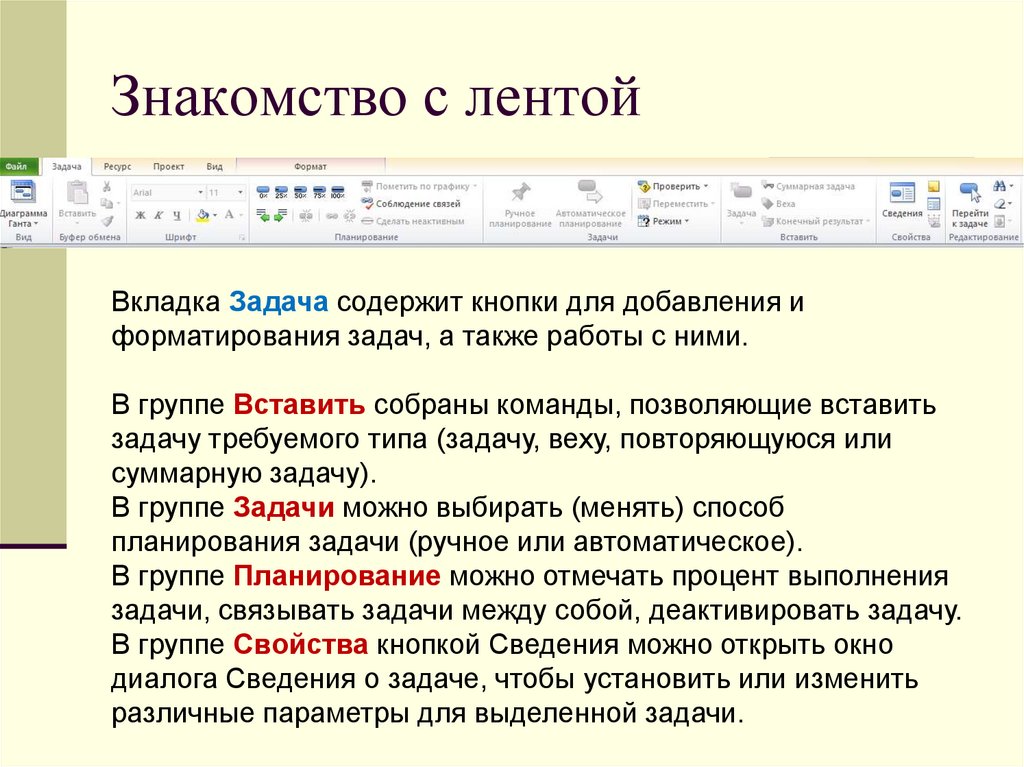 Знакомство с лентой