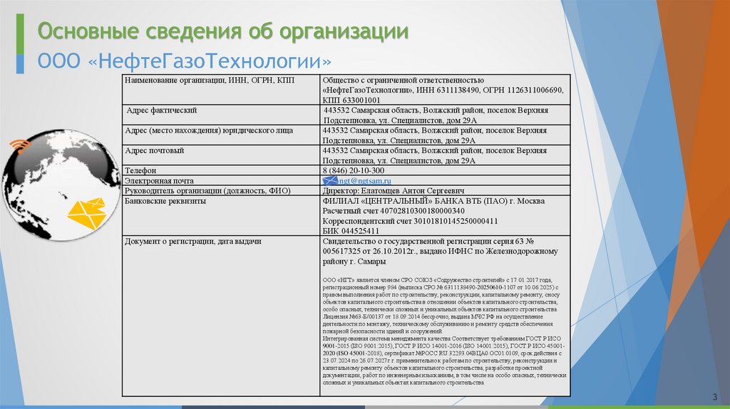Основные сведения об организации