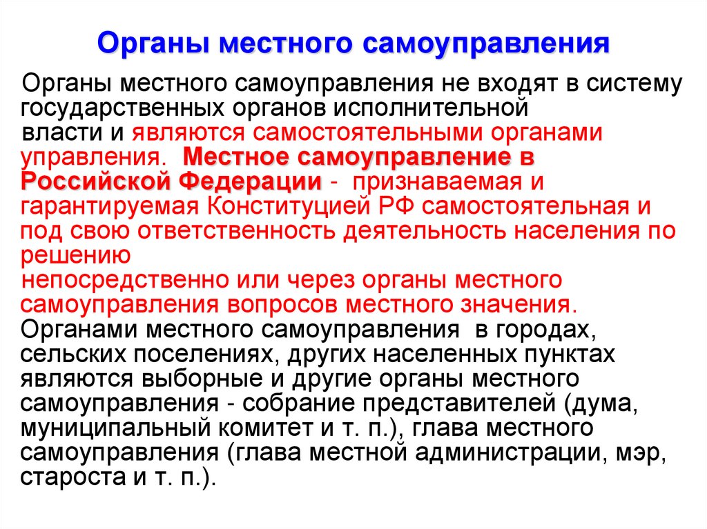 Органы местного самоуправления