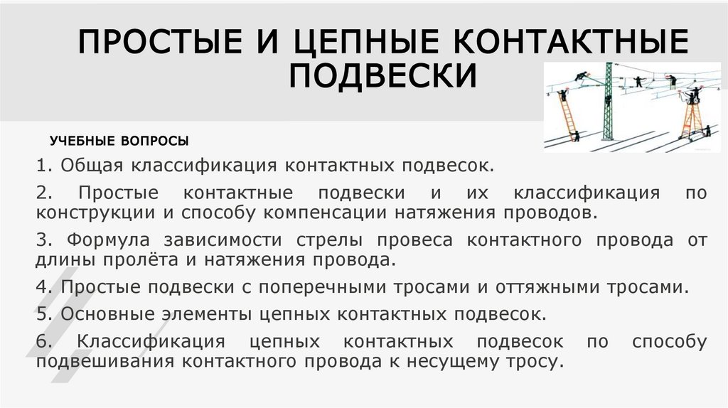 ПРОСТЫЕ И ЦЕПНЫЕ КОНТАКТНЫЕ ПОДВЕСКИ