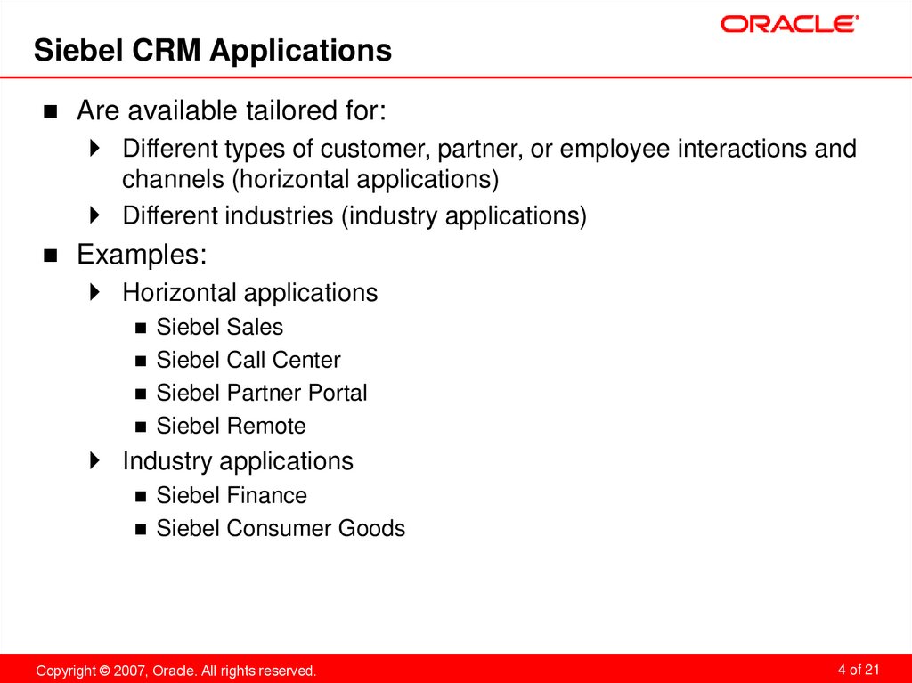 Siebel CRM Applications