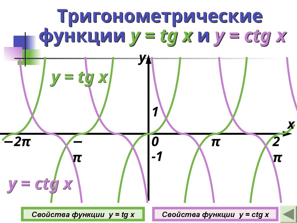 Тригонометрические функции y = tg x и y = ctg x