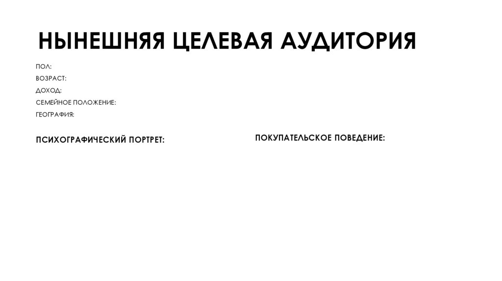 НЫНЕШНЯЯ ЦЕЛЕВАЯ АУДИТОРИЯ