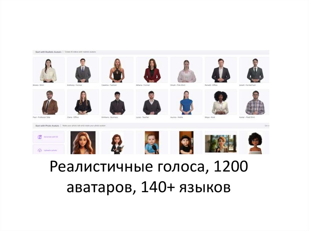 Реалистичные голоса, 1200 аватаров, 140+ языков