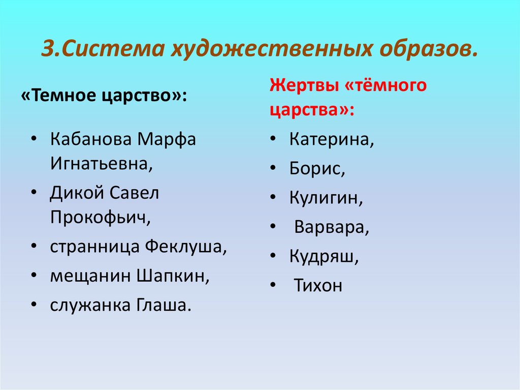 3.Система художественных образов.