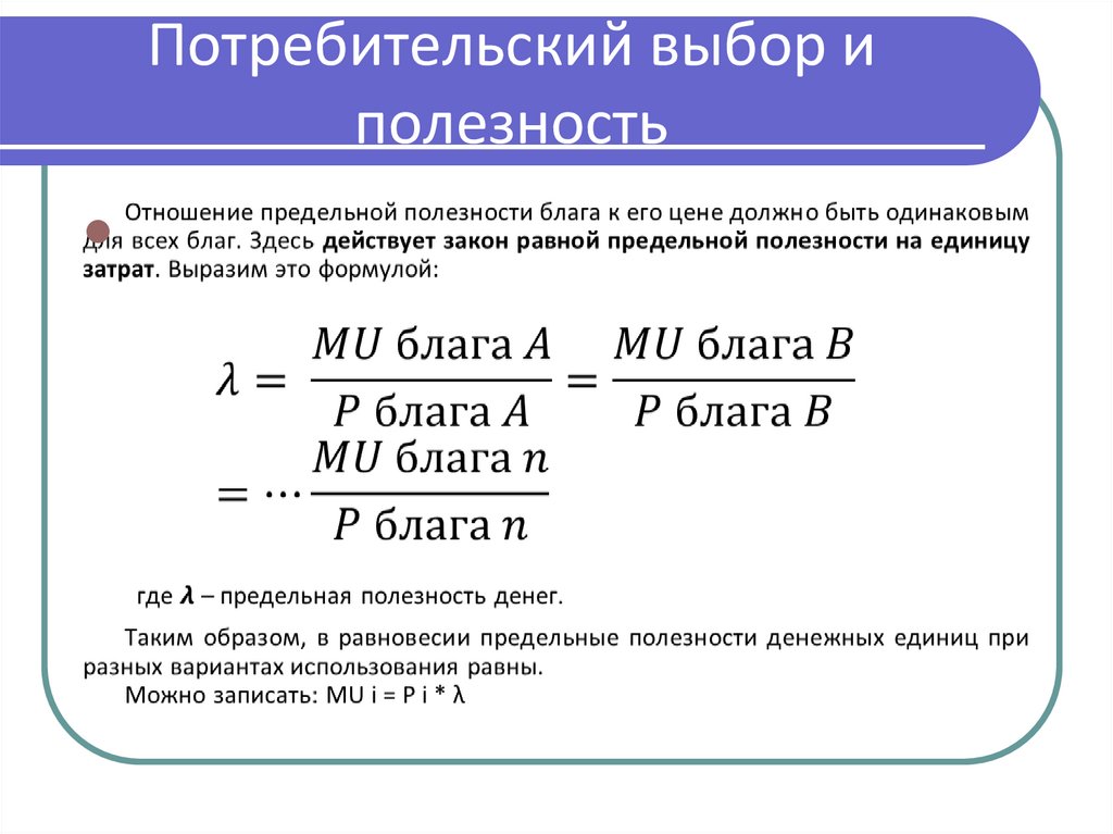 Потребительский выбор и полезность