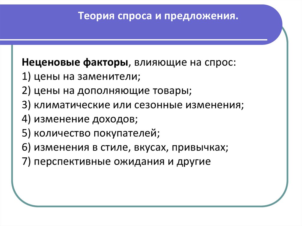 Теория спроса и предложения.