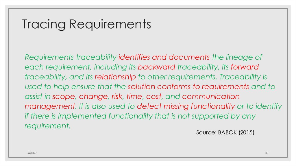 Tracing Requirements