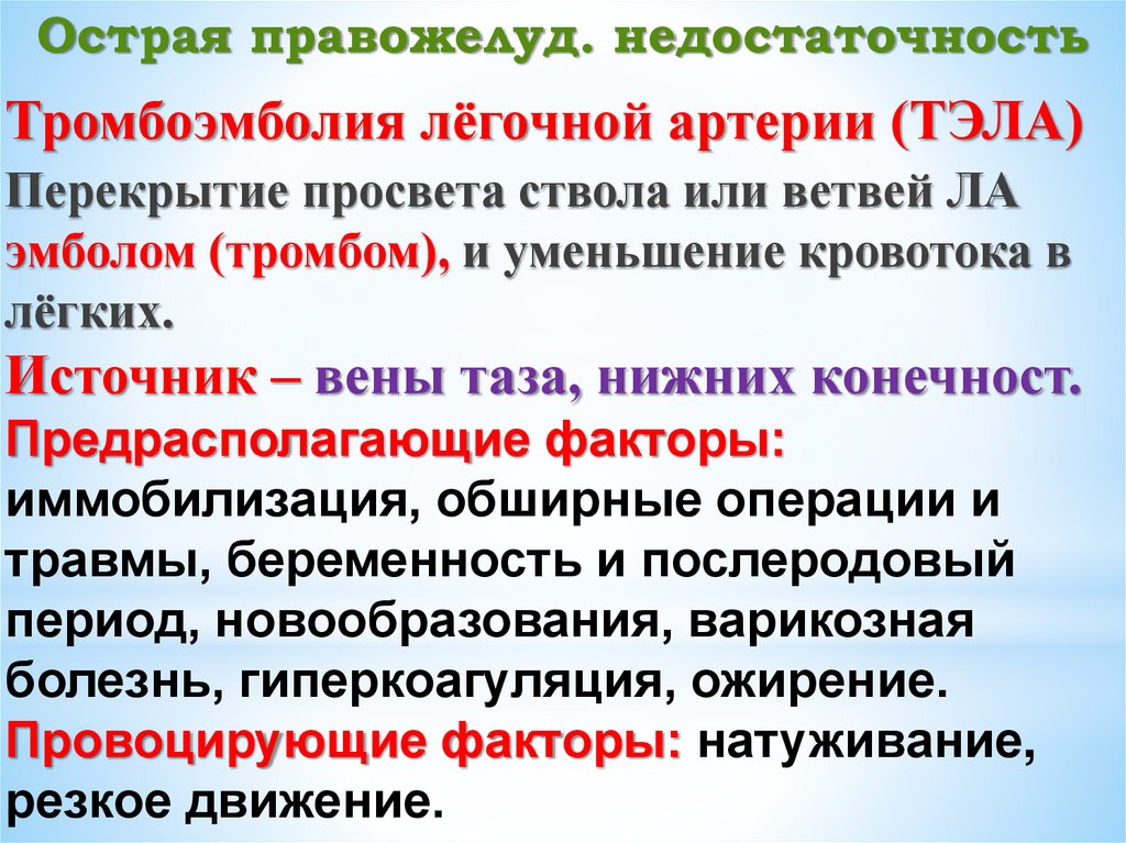 Острая правожелуд. недостаточность