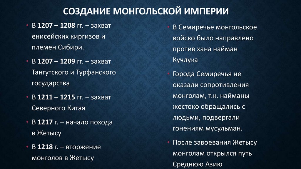 Создание монгольской империи