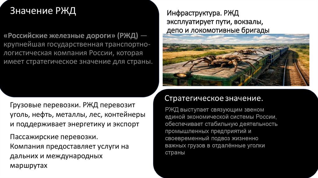 Инфраструктура. РЖД эксплуатирует пути, вокзалы, депо и локомотивные бригады