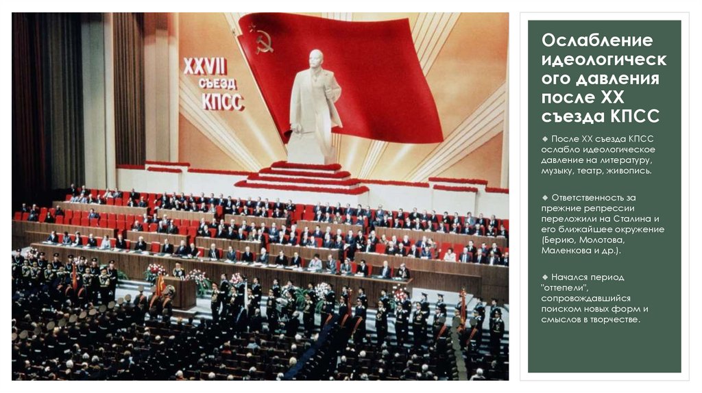 Ослабление идеологического давления после ХХ съезда КПСС