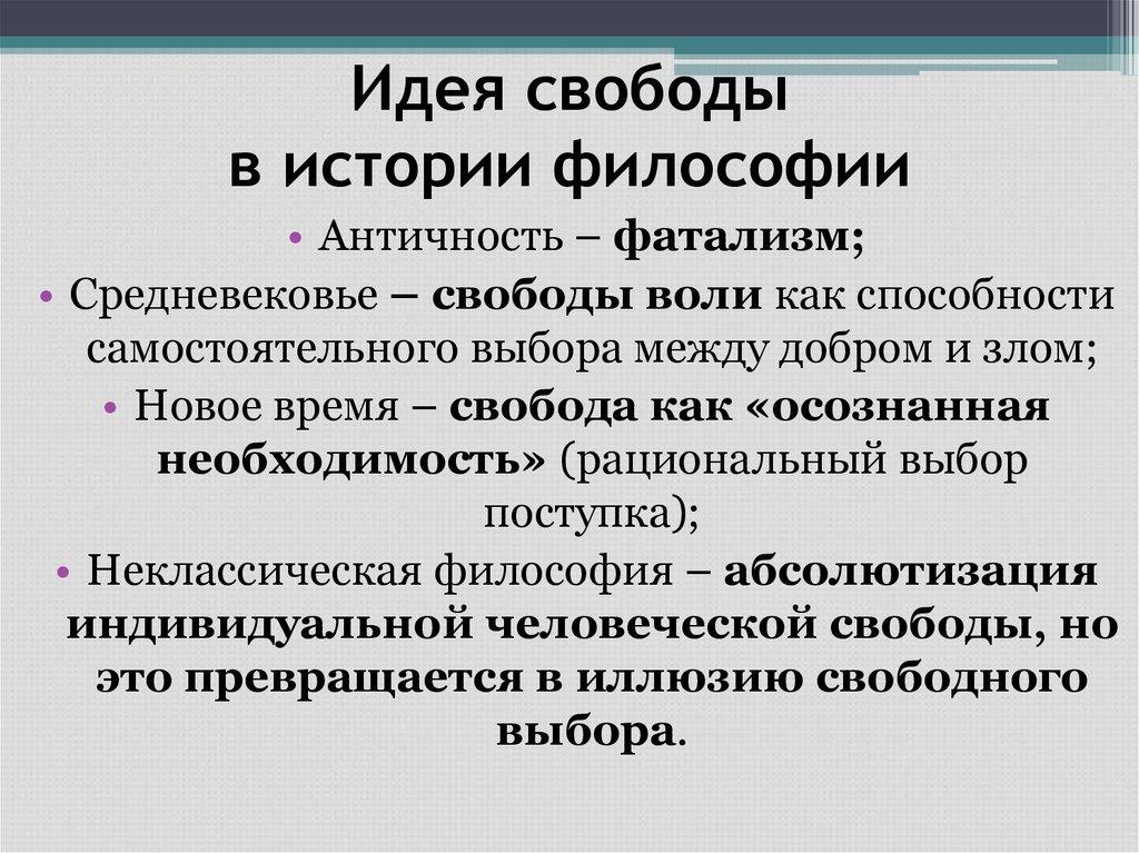 Идея свободы в истории философии