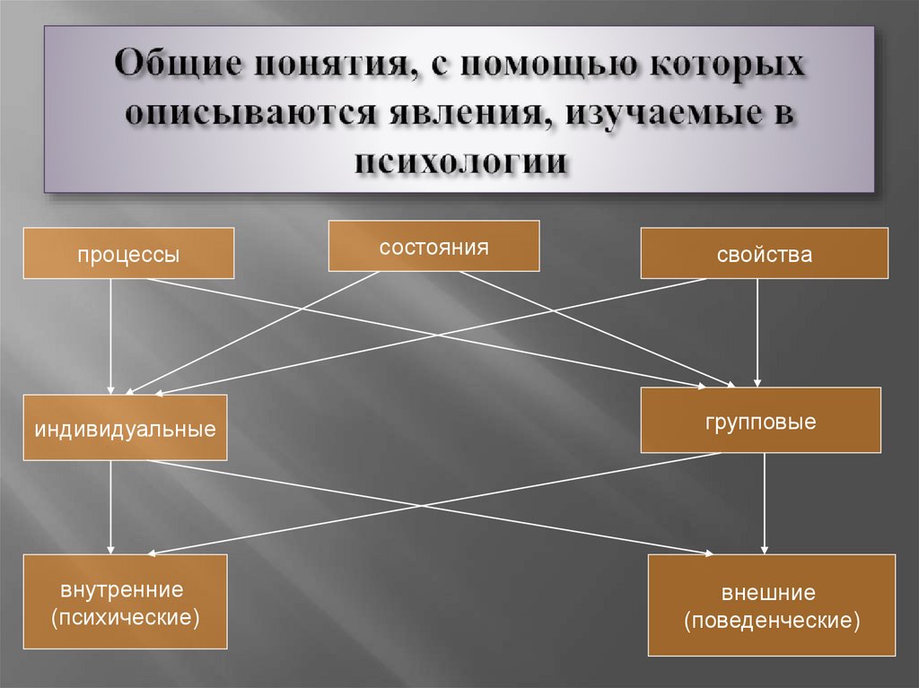 Общие понятия, с помощью которых описываются явления, изучаемые в психологии