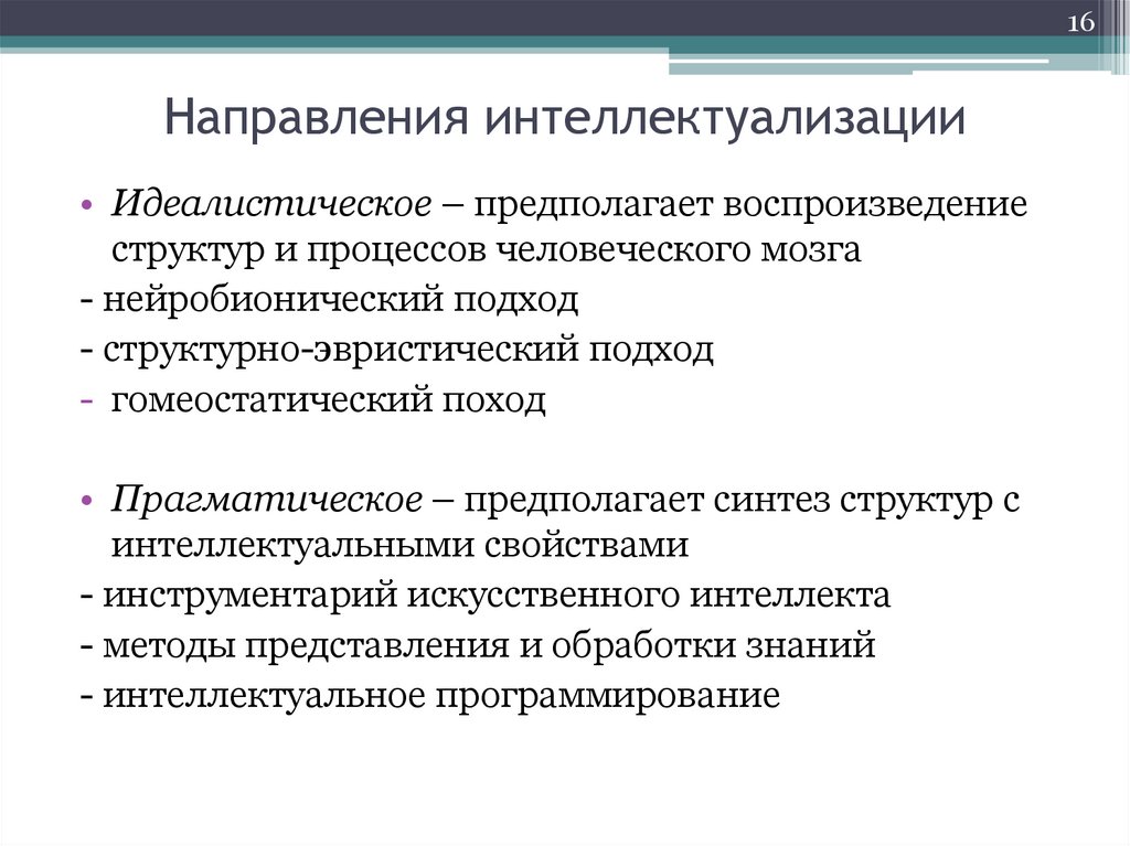 Направления интеллектуализации