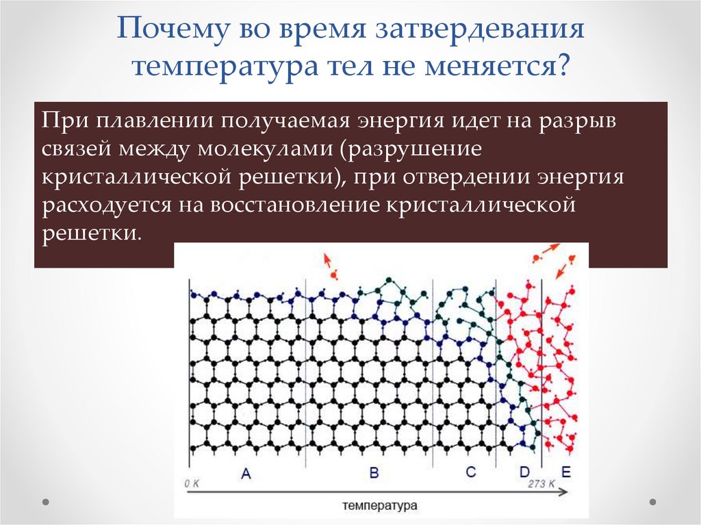 Почему во время затвердевания температура тел не меняется?