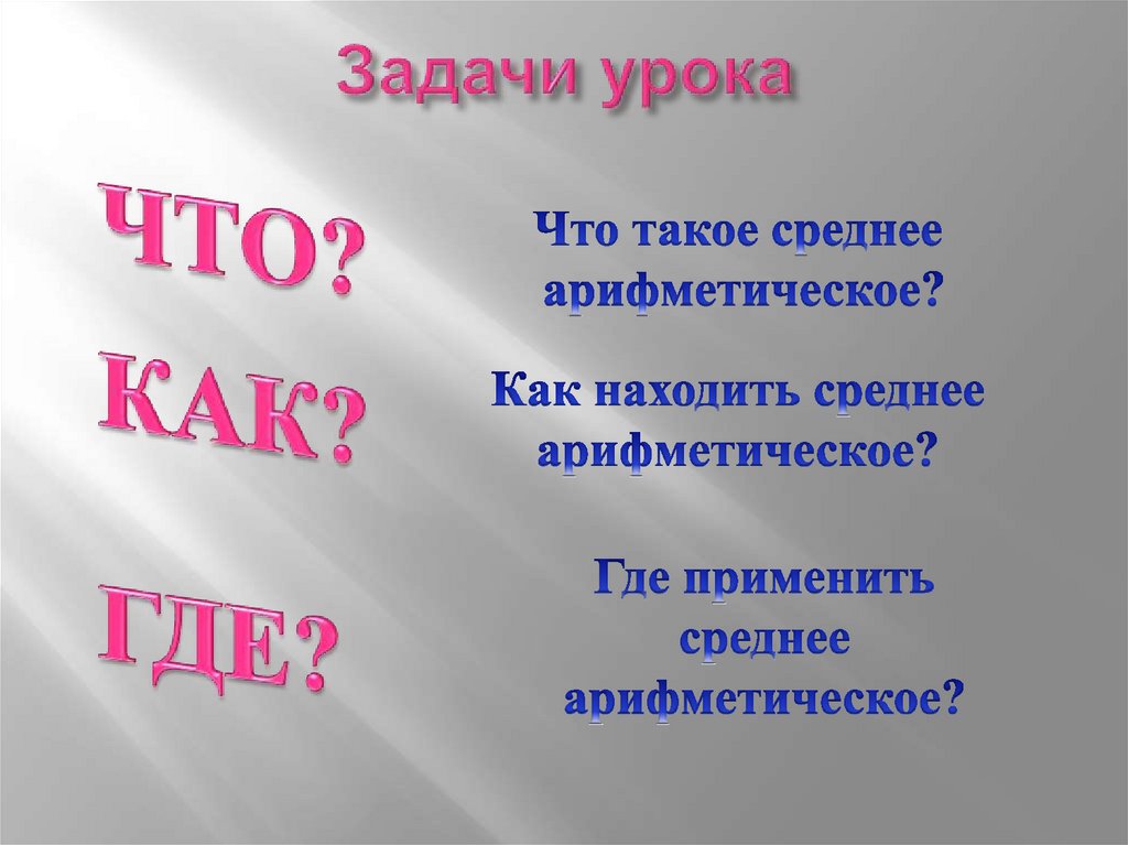 Задачи урока