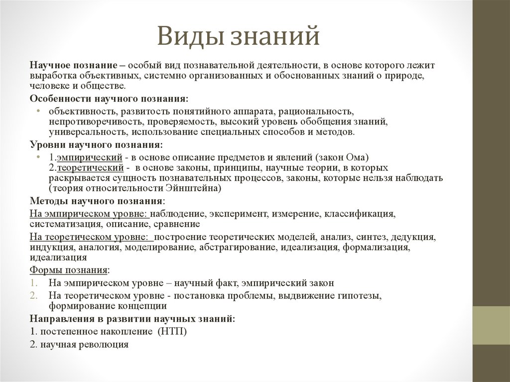 Виды знаний