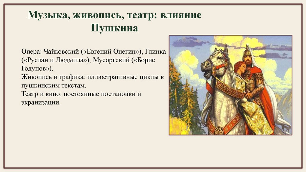 Музыка, живопись, театр: влияние Пушкина