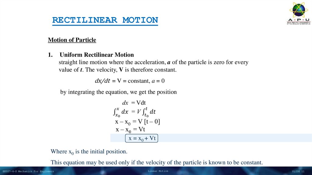 RECTILINEAR MOTION