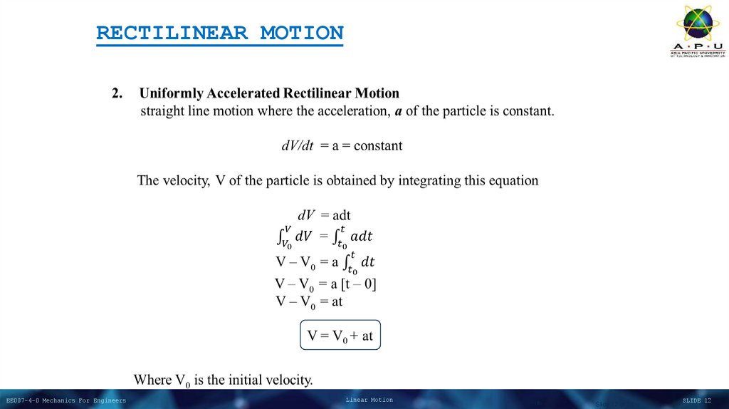 RECTILINEAR MOTION