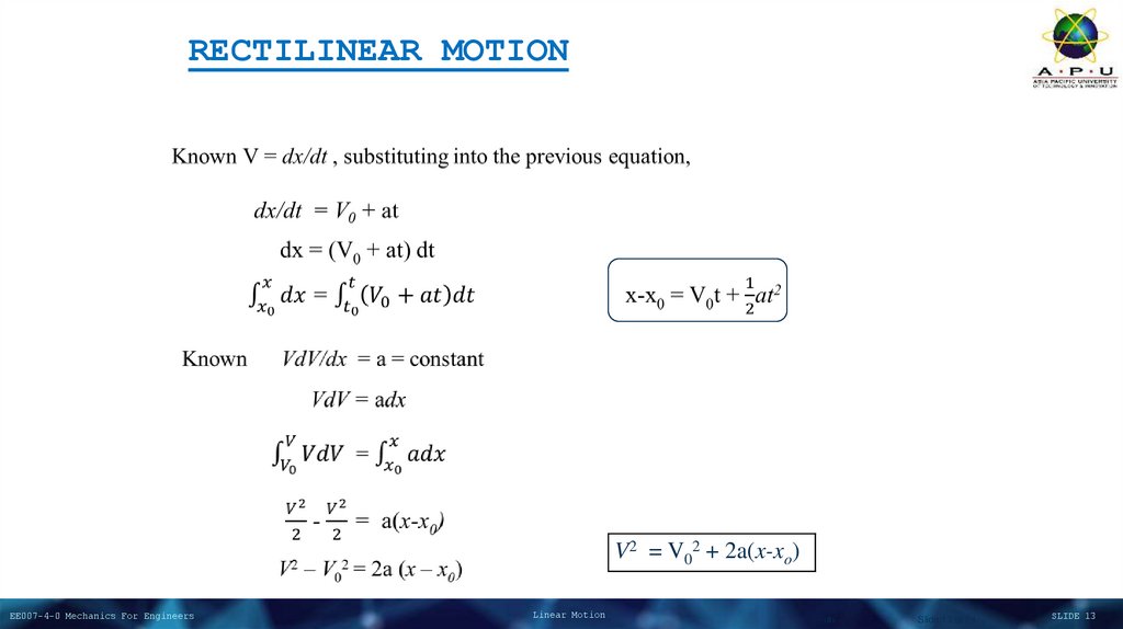 RECTILINEAR MOTION