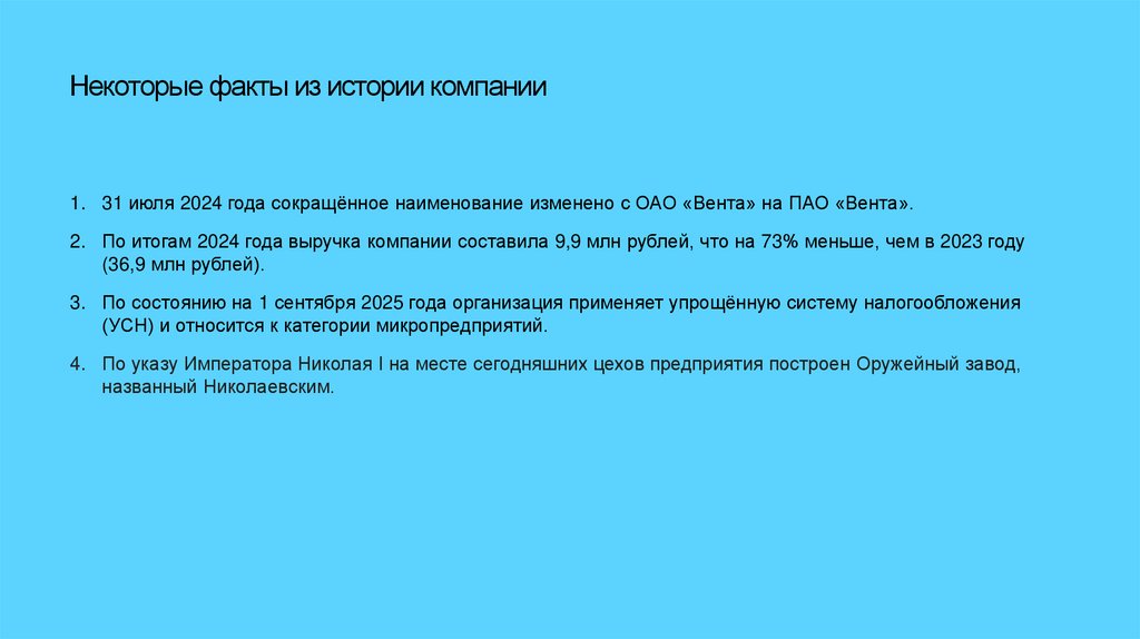 Некоторые факты из истории компании