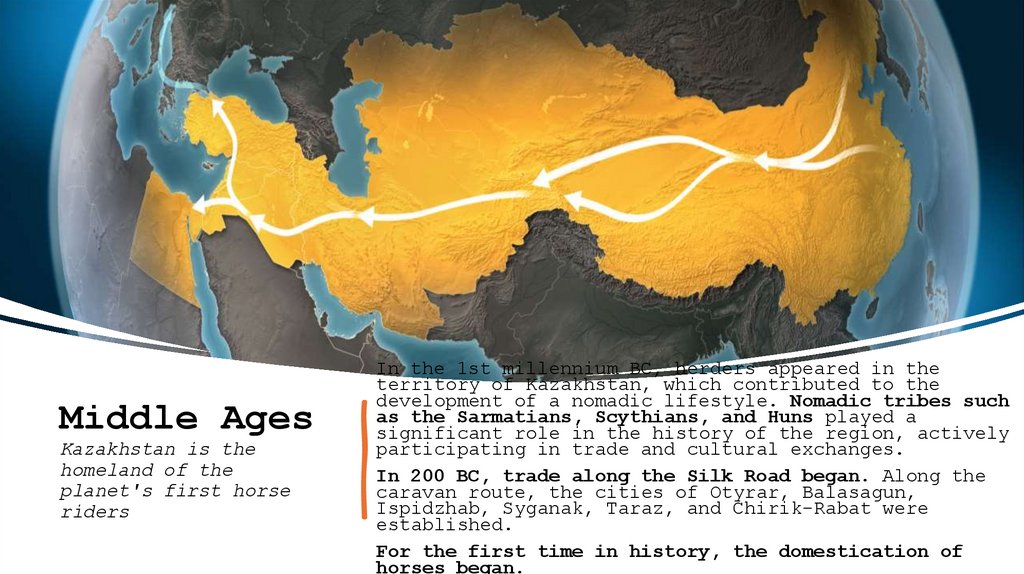Middle Ages Kazakhstan is the homeland of the planet's first horse riders