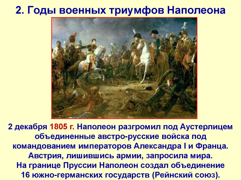 2. Годы военных триумфов Наполеона
