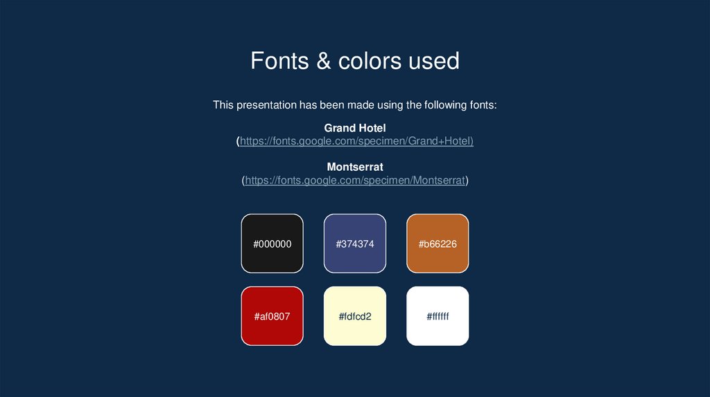 Fonts & colors used
