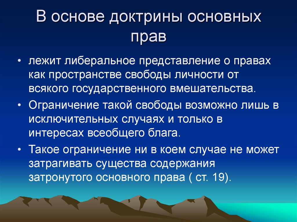 В основе доктрины основных прав
