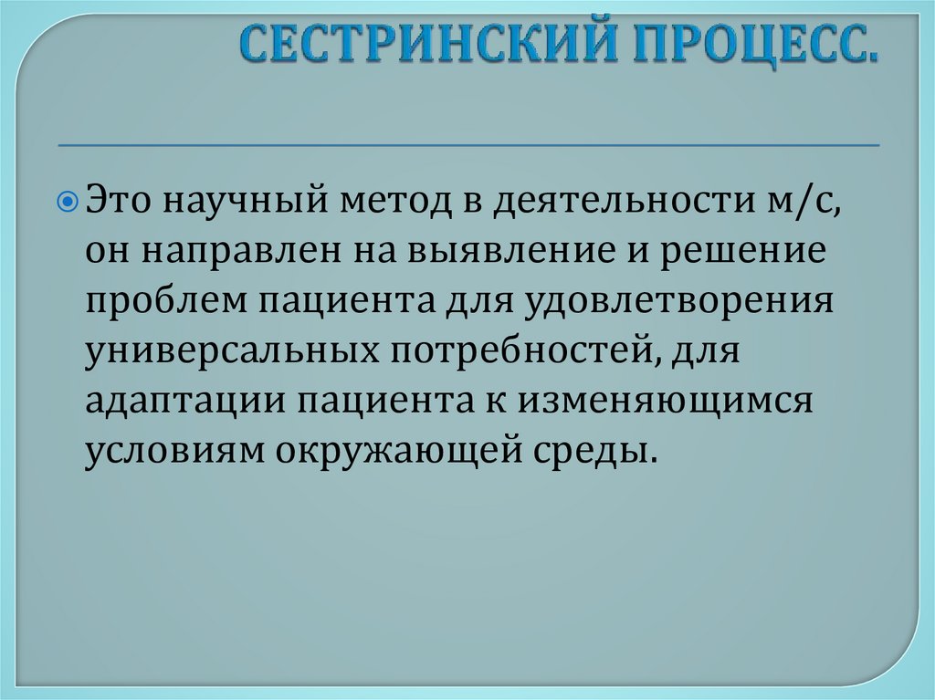 СЕСТРИНСКИЙ ПРОЦЕСС.