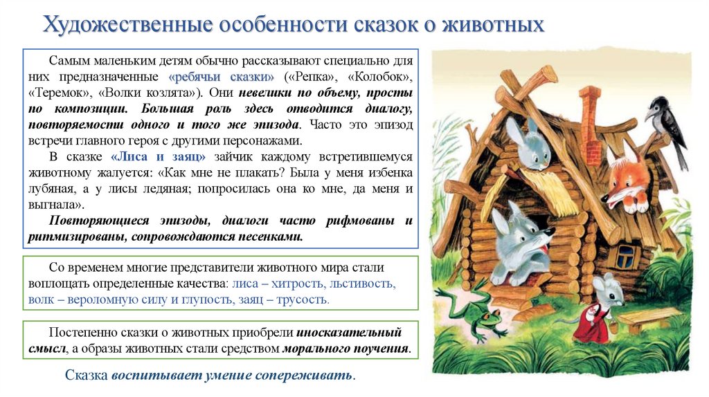 Художественные особенности сказок о животных
