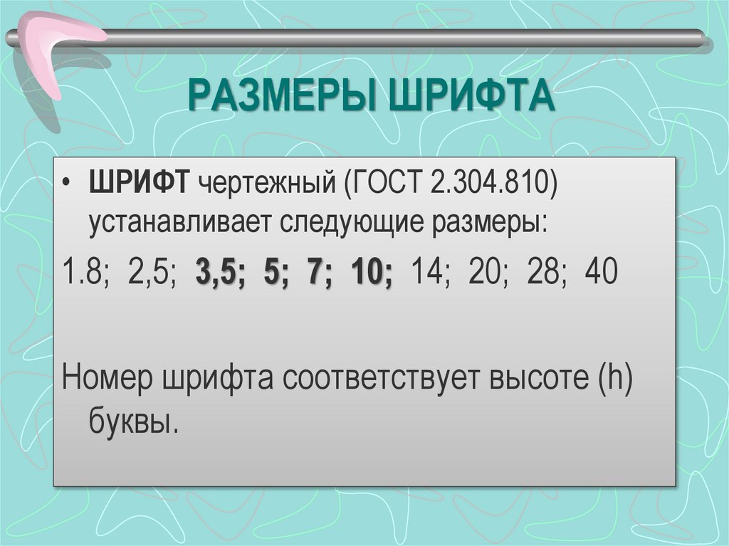 РАЗМЕРЫ ШРИФТА