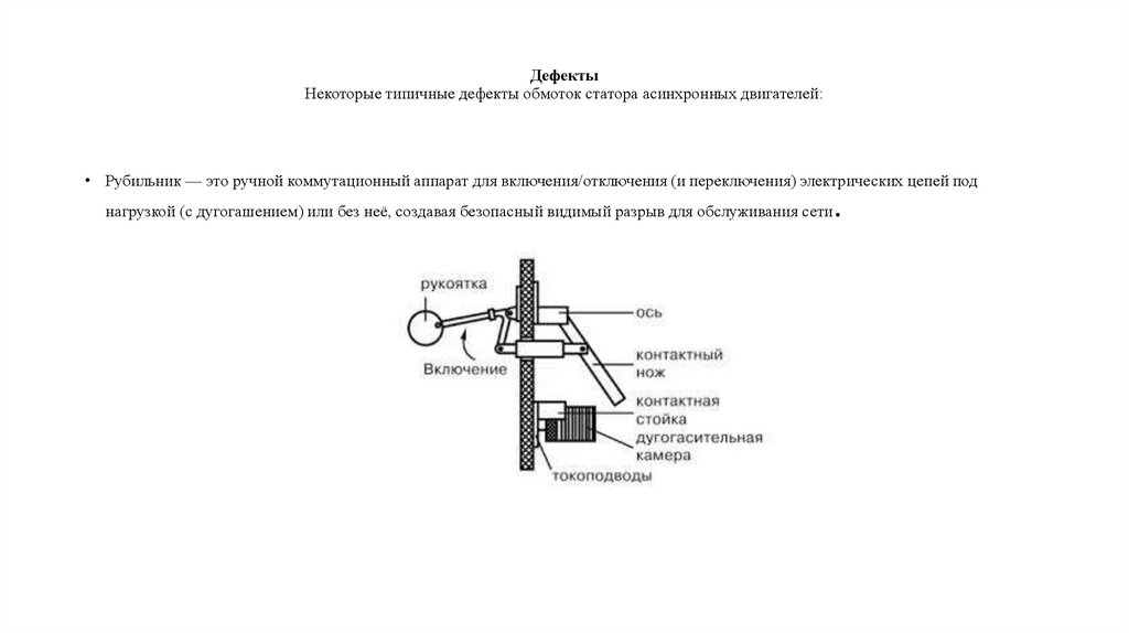 Дефекты Некоторые типичные дефекты обмоток статора асинхронных двигателей: