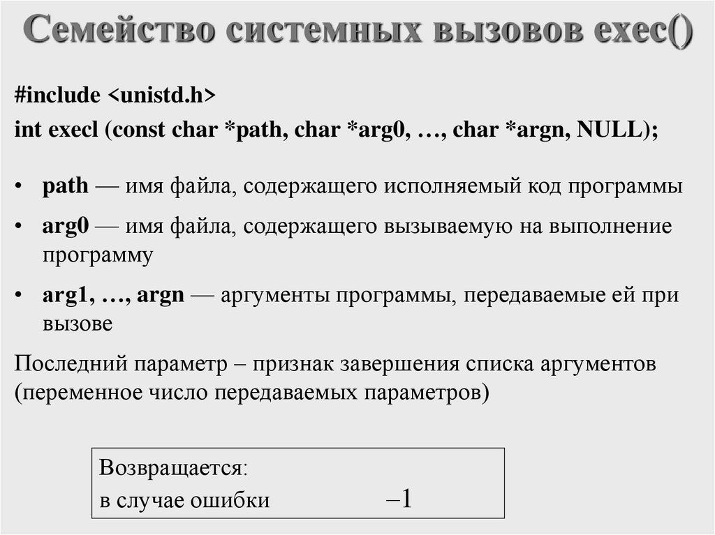 Семейство системных вызовов exec()