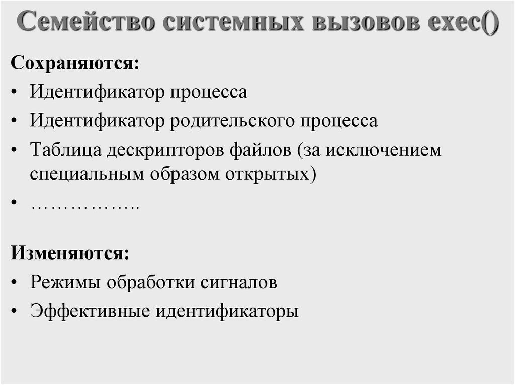 Семейство системных вызовов exec()
