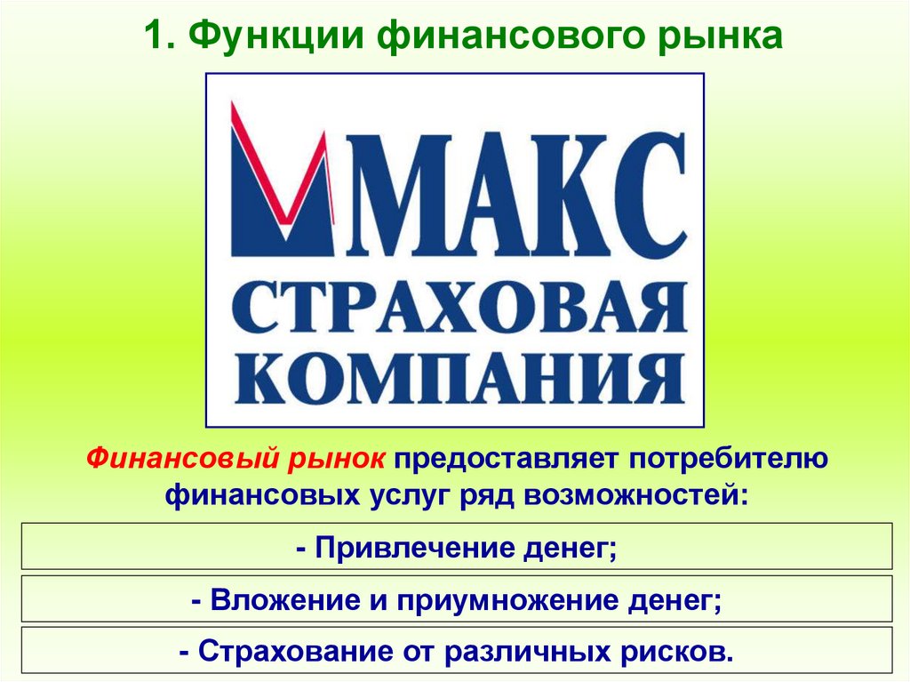 1. Функции финансового рынка