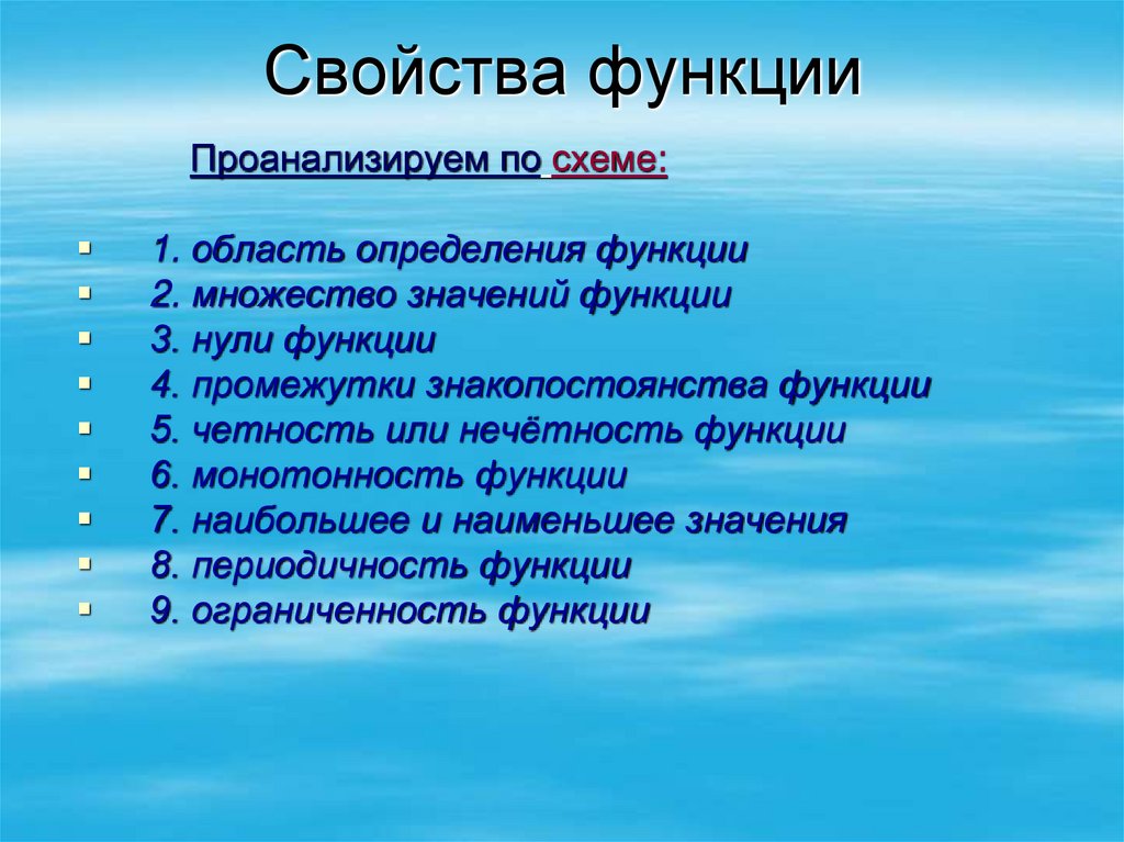 Свойства функции