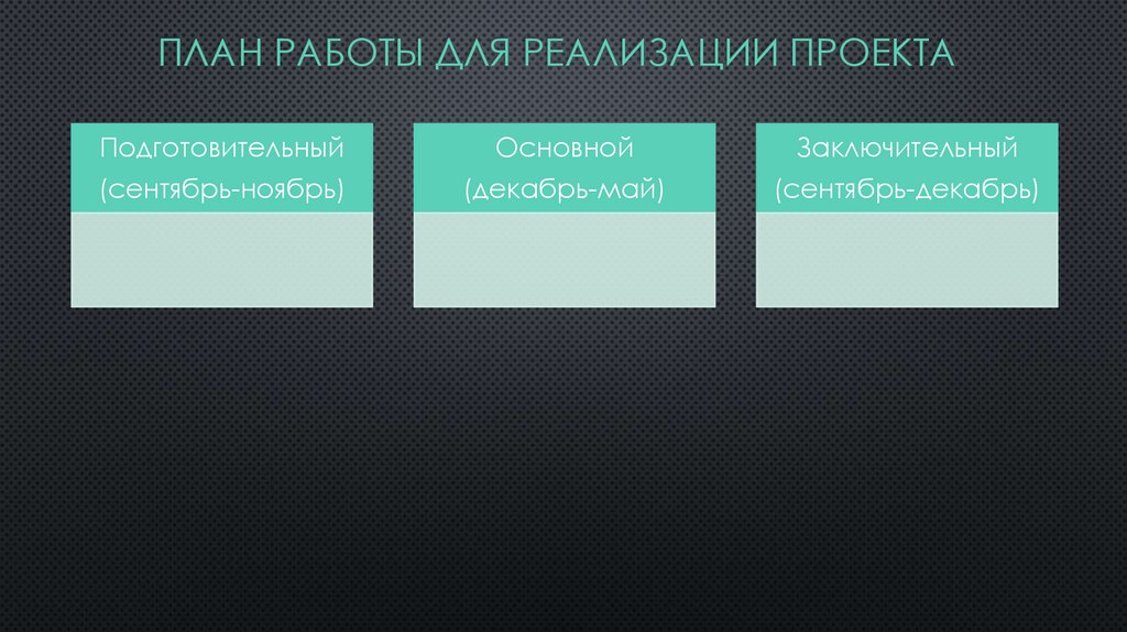 План работы для реализации проекта