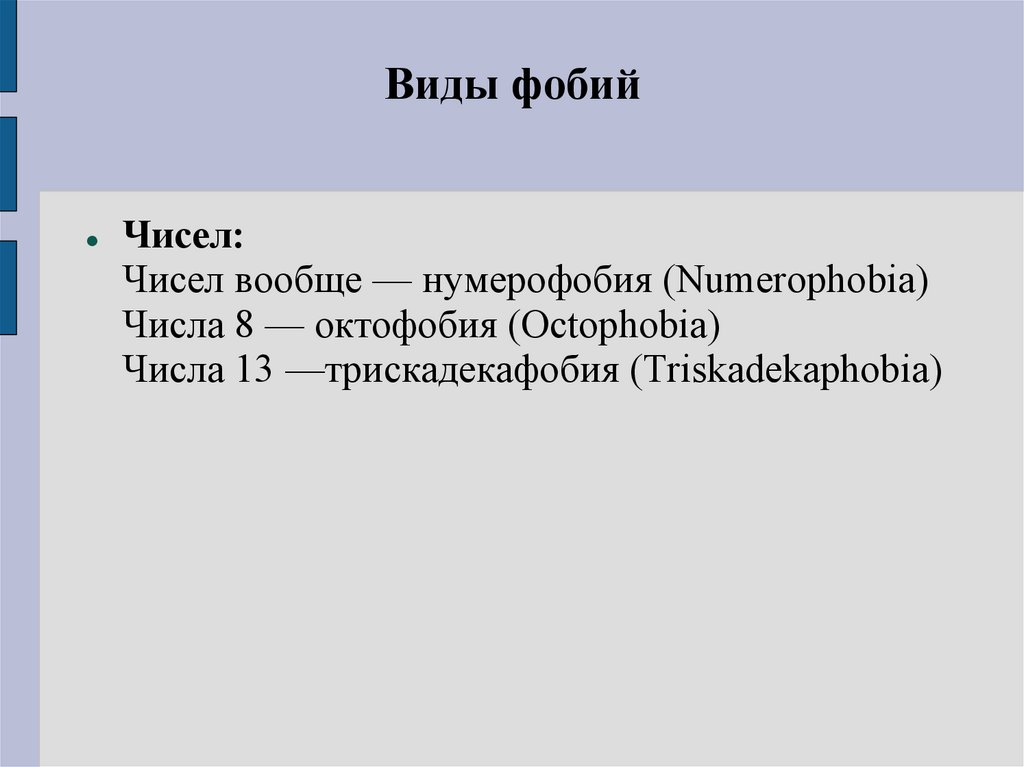 Виды фобий