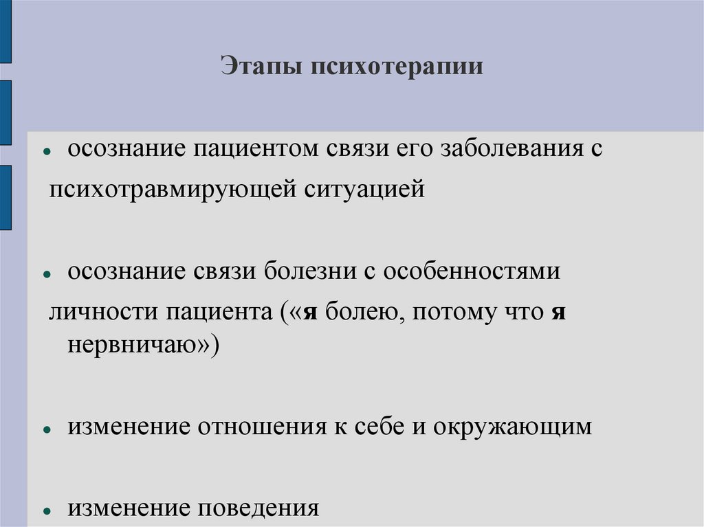 Этапы психотерапии
