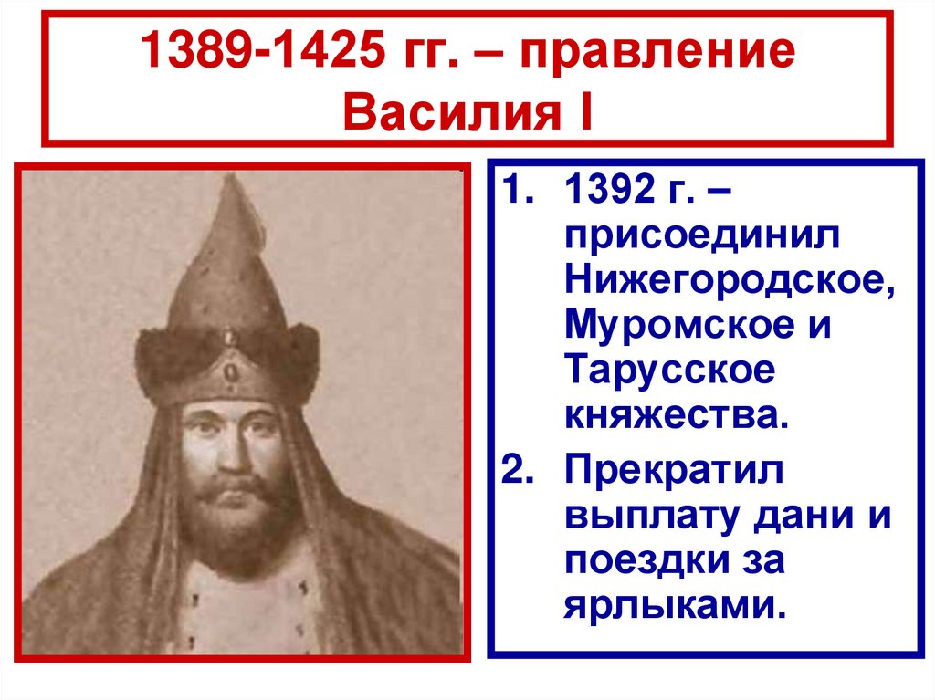 1389-1425 гг. – правление Василия I
